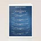 Boeing 747 Family Blueprint in High Resolution (light blue) Stationery Card Gallery Image 2