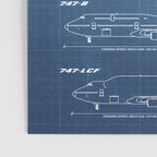 Boeing 747 Family Blueprint in High Resolution (light blue) Poster Gallery Image 3