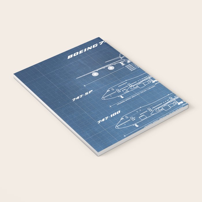 Boeing 747 Family Blueprint in High Resolution (light blue) Notebook Gallery Image 3