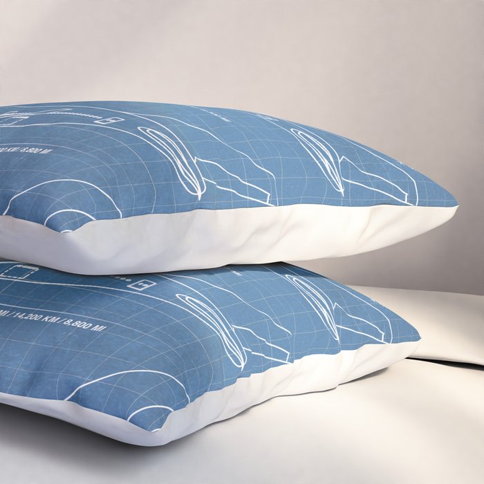 Boeing 747 Family Blueprint in High Resolution (light blue) Pillow Sham Gallery Image 3