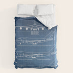 Boeing 747 Family Blueprint in High Resolution (light blue) Duvet Cover Gallery Image 6