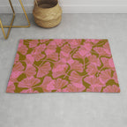 Pink Ginkgo Leaf Pattern Rug Gallery Image 1