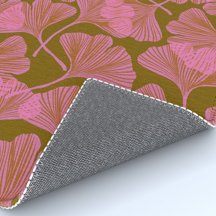Pink Ginkgo Leaf Pattern Rug Gallery Image 4