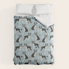 Boston Terrier Dogs Pattern Blue Comforter Gallery Image 6