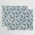 Boston Terrier Dogs Pattern Blue Placemat Gallery Image 1