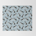 Boston Terrier Dogs Pattern Blue Throw Blanket Gallery Image 2