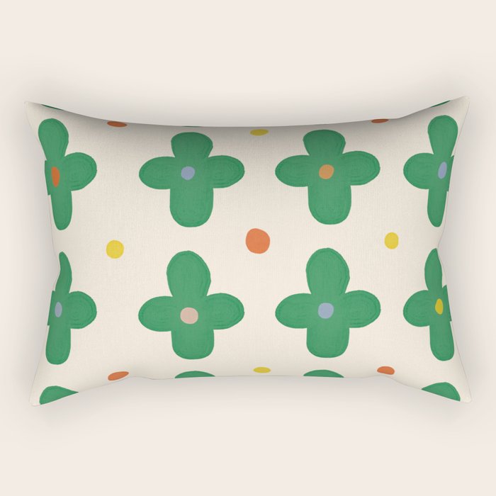 Green Flowers Rectangular Pillow Gallery Image 1