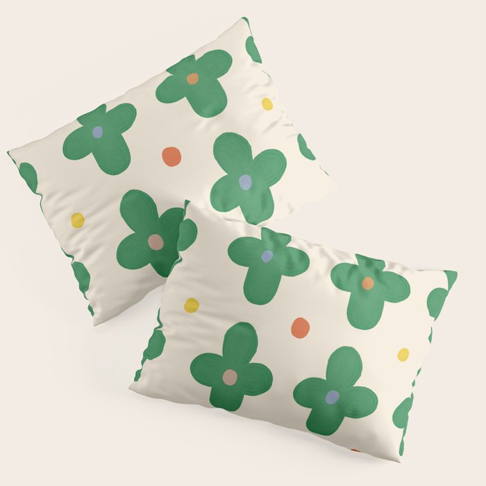 Green Flowers Pillow Sham Gallery Image 1