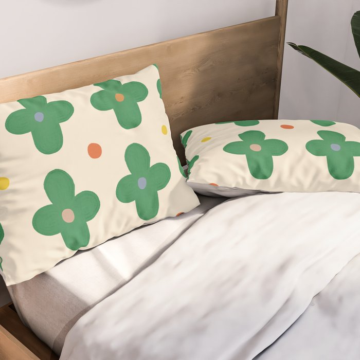 Green Flowers Pillow Sham Gallery Image 2