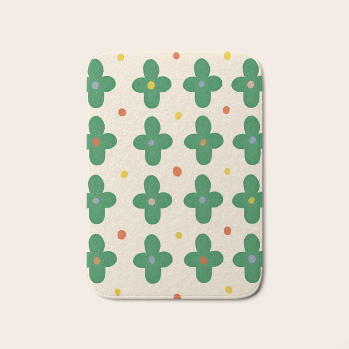 Green Flowers Bath Mat Gallery Image 1