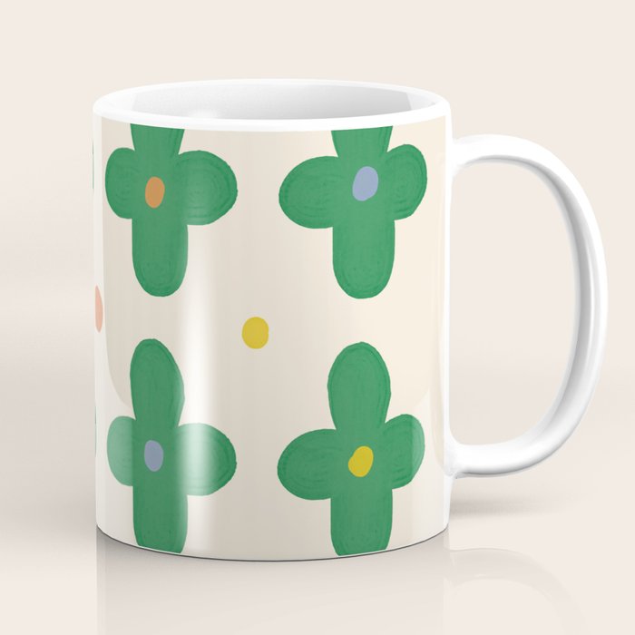 Green Flowers Coffee Mug Gallery Image 1
