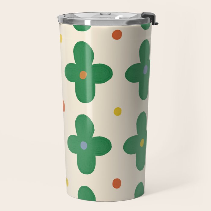 Green Flowers Travel Mug Gallery Image 2