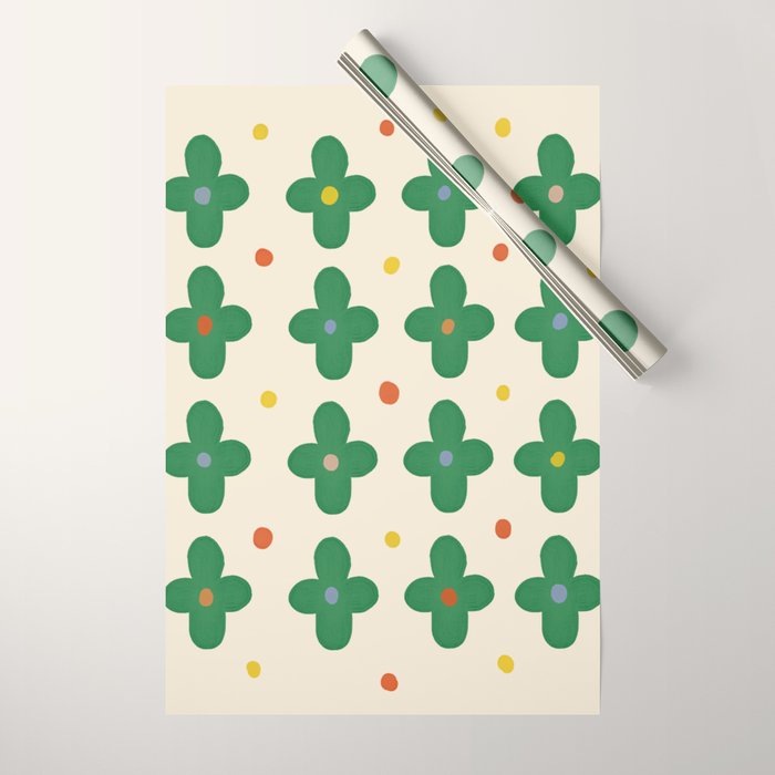 Green Flowers Wrapping Paper Gallery Image 1