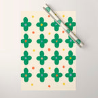 Green Flowers Wrapping Paper Gallery Image 1