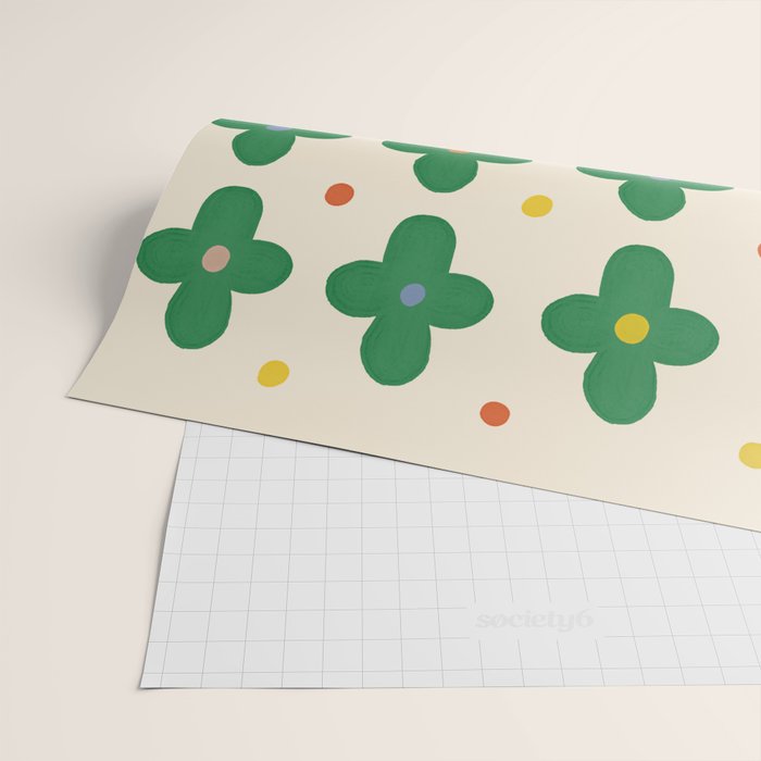 Green Flowers Wrapping Paper Gallery Image 2