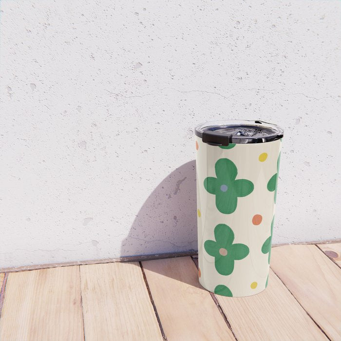 Green Flowers Travel Mug Gallery Image 4