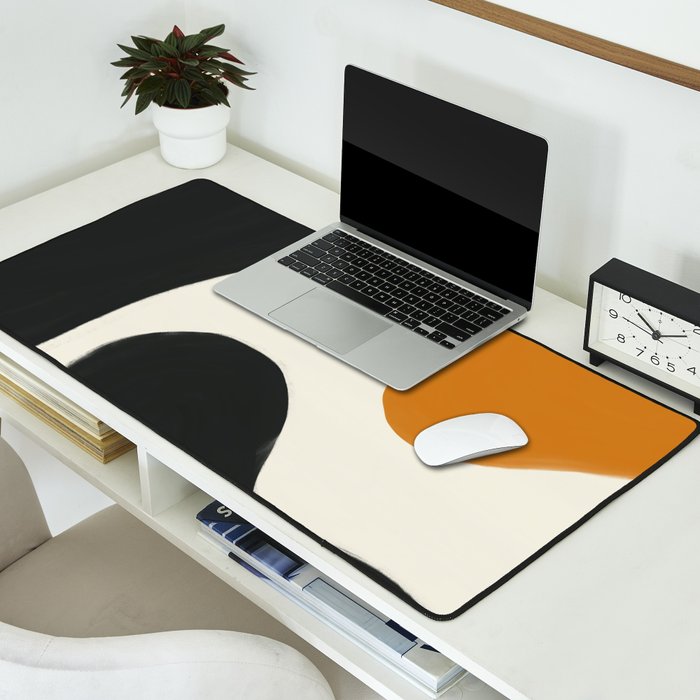 Neutral black orange curves Desk Mat Gallery Image 2