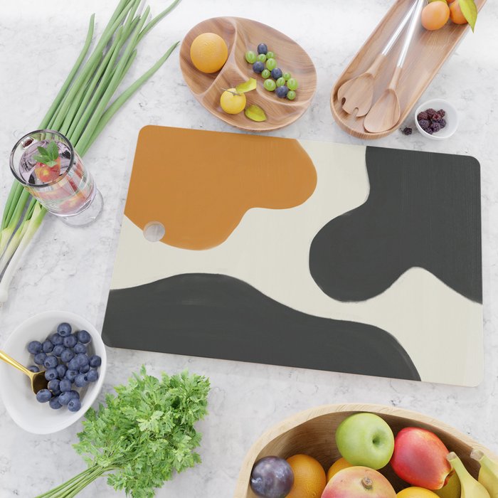 Neutral black orange curves Cutting Board Gallery Image 2