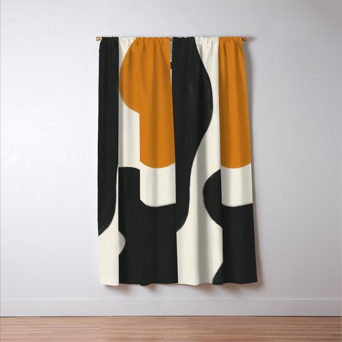 Neutral black orange curves Window Curtain Gallery Image 3