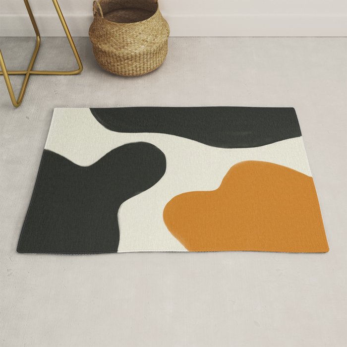 Neutral black orange curves Rug Gallery Image 1