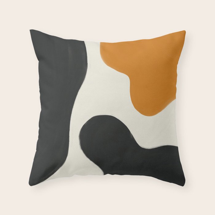 Neutral black orange curves Throw Pillow Gallery Image 6