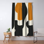 Neutral black orange curves Window Curtain Gallery Image 5