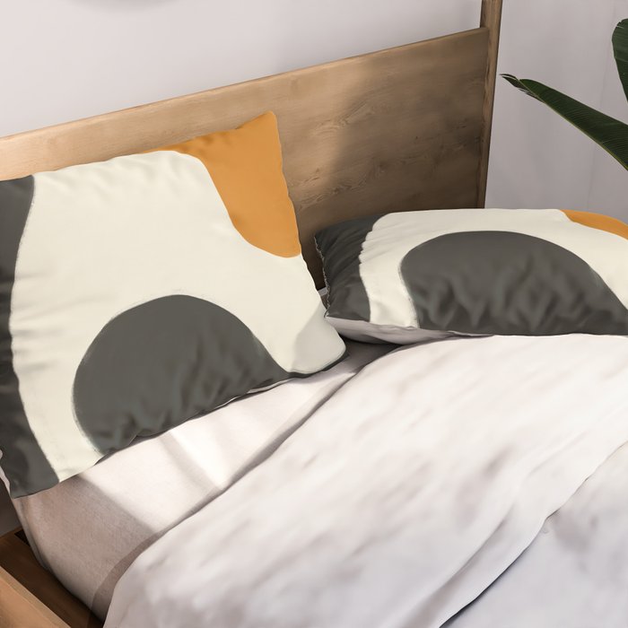 Neutral black orange curves Pillow Sham Gallery Image 2