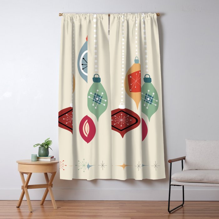 Retro Christmas Baubles Window Curtain Gallery Image 5