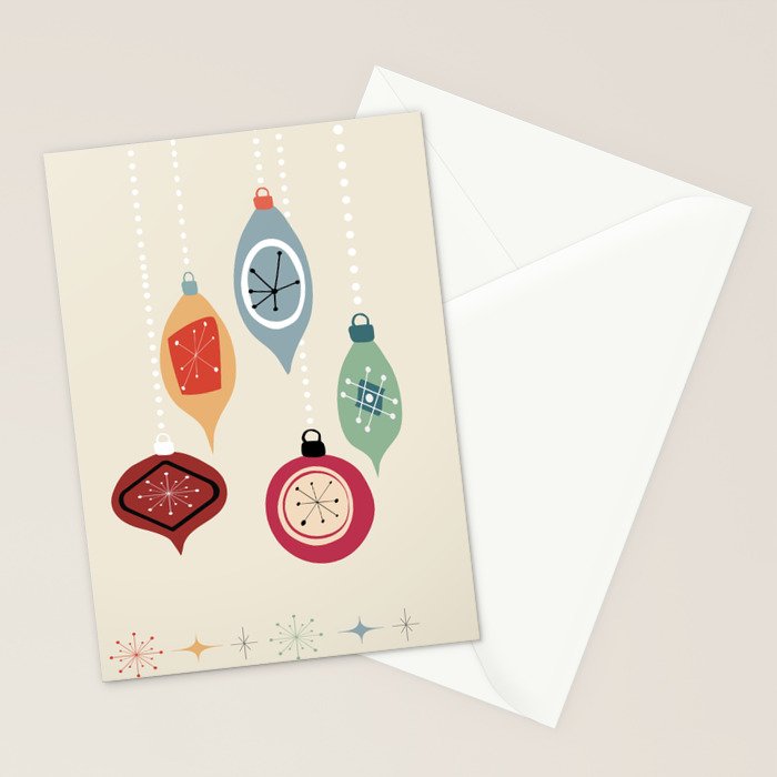 Retro Christmas Baubles Stationery Card Gallery Image 2