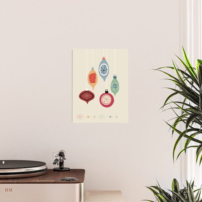 Retro Christmas Baubles Poster Gallery Image 2