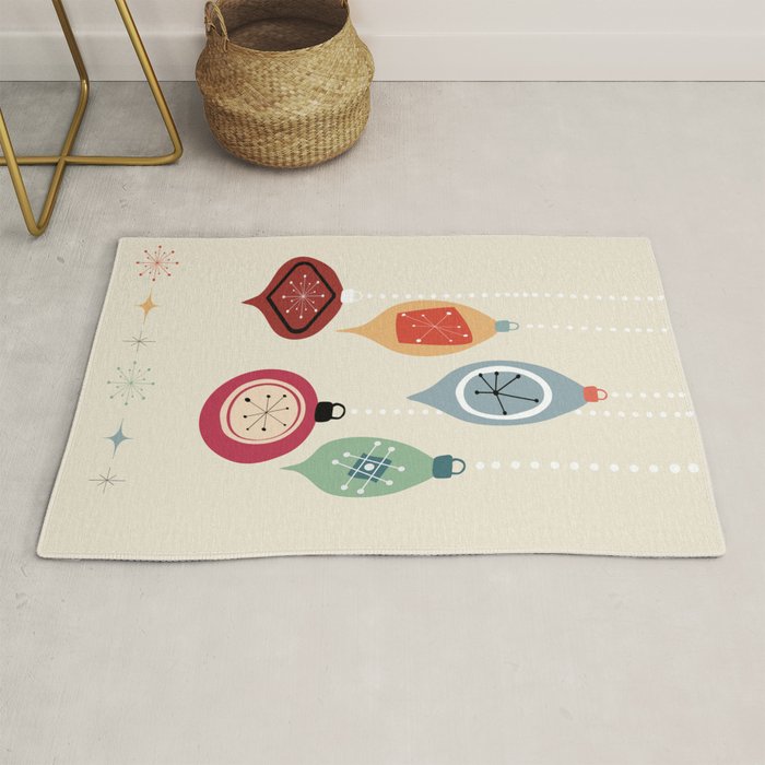 Retro Christmas Baubles Rug Gallery Image 1