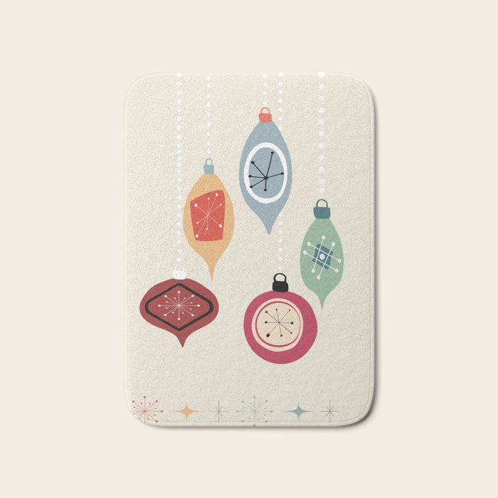 Retro Christmas Baubles Bath Mat Gallery Image 1