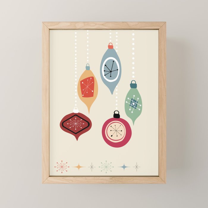 Retro Christmas Baubles Mini Art Print Gallery Image 1