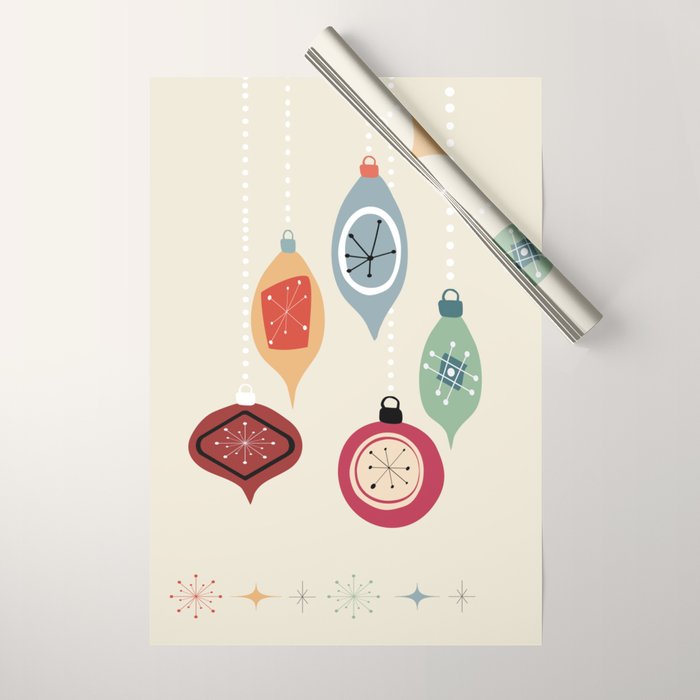 Retro Christmas Baubles Wrapping Paper Gallery Image 1