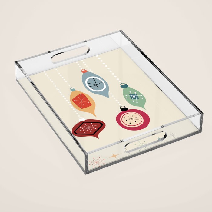 Retro Christmas Baubles Acrylic Tray Gallery Image 1