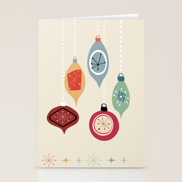 Retro Christmas Baubles Stationery Card Gallery Image 2