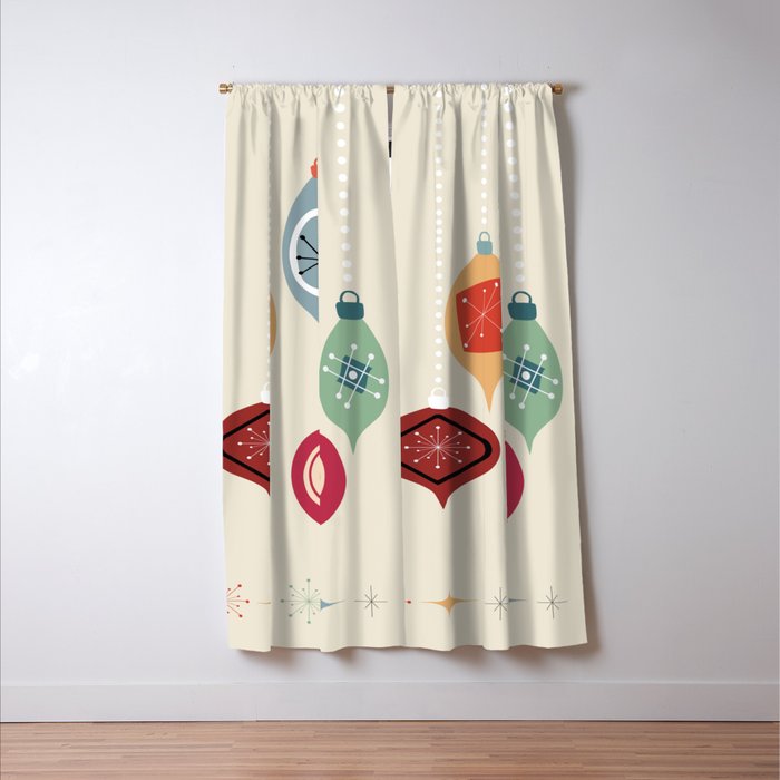Retro Christmas Baubles Window Curtain Gallery Image 3