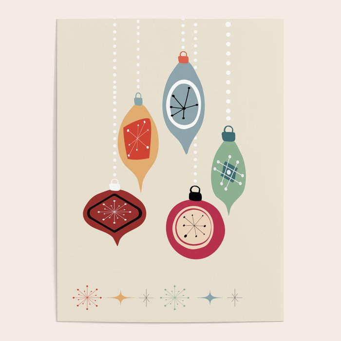 Retro Christmas Baubles Poster Gallery Image 4