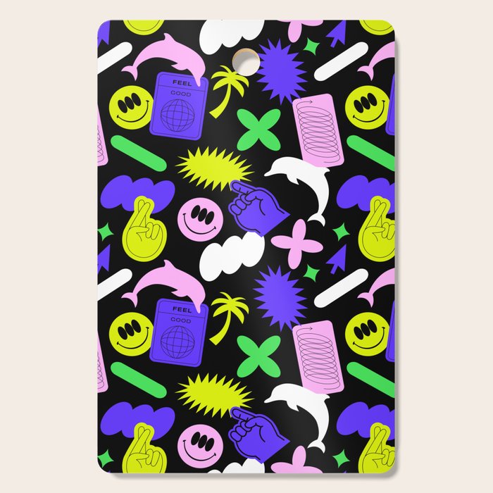 Trendy y2k sticker art pattern Cutting Board Gallery Image 1