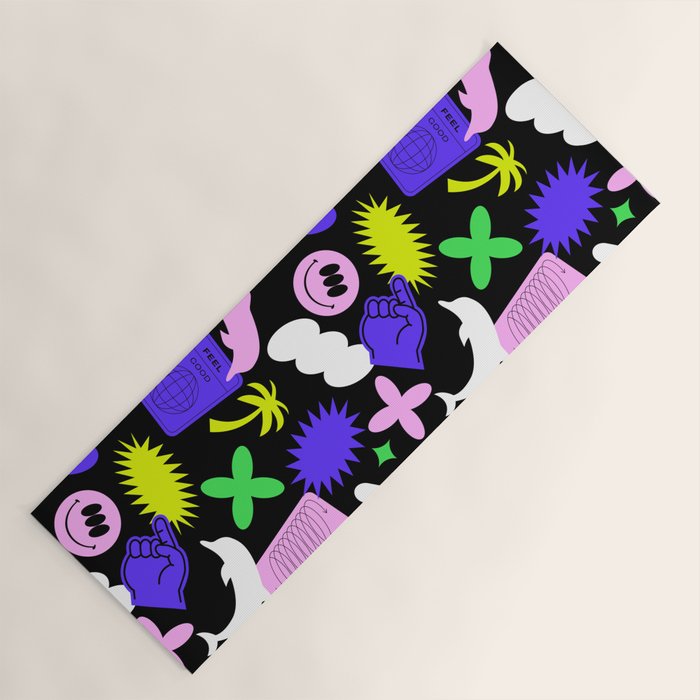 Trendy y2k sticker art pattern Yoga Mat Gallery Image 1