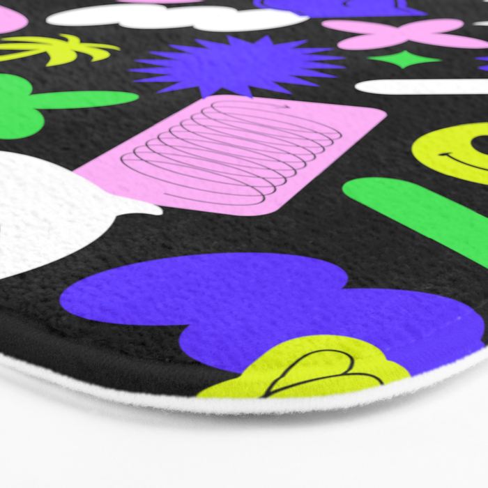Trendy y2k sticker art pattern Bath Mat Gallery Image 3