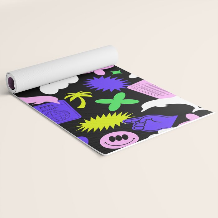 Trendy y2k sticker art pattern Yoga Mat Gallery Image 2
