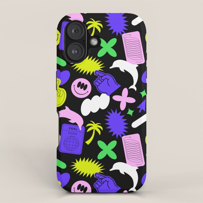 Trendy y2k sticker art pattern iPhone Case Gallery Image 1
