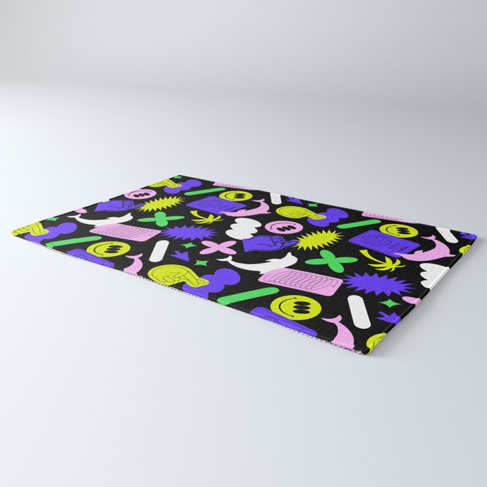 Trendy y2k sticker art pattern Rug Gallery Image 3