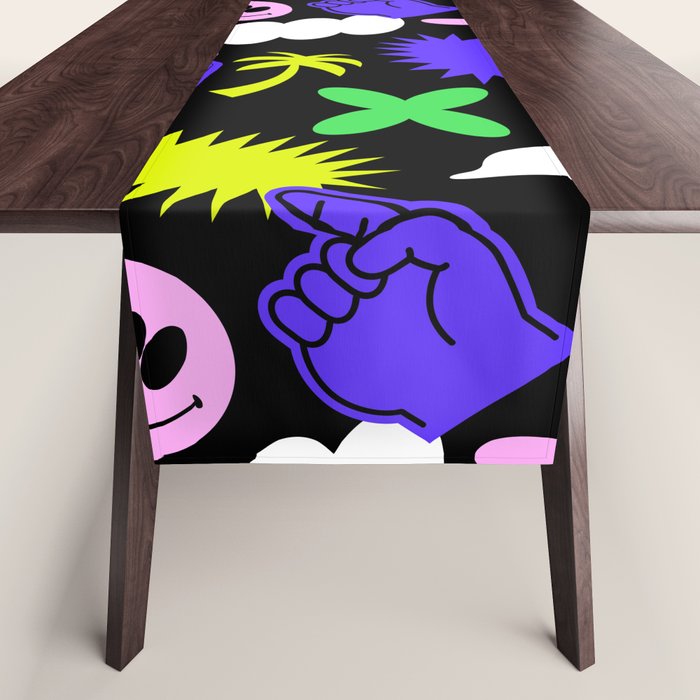 Trendy y2k sticker art pattern Table Runner Gallery Image 1