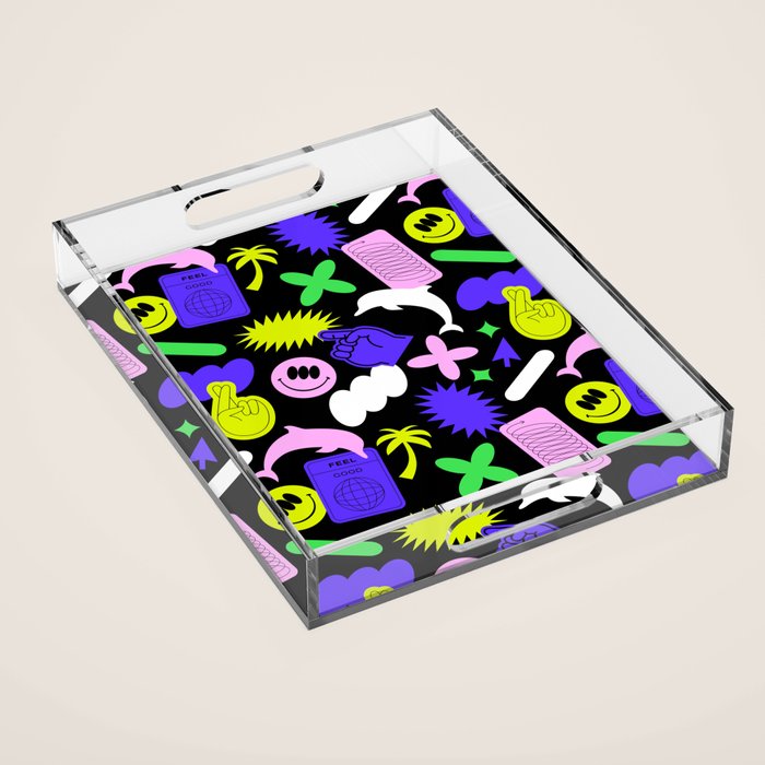Trendy y2k sticker art pattern Acrylic Tray Gallery Image 1