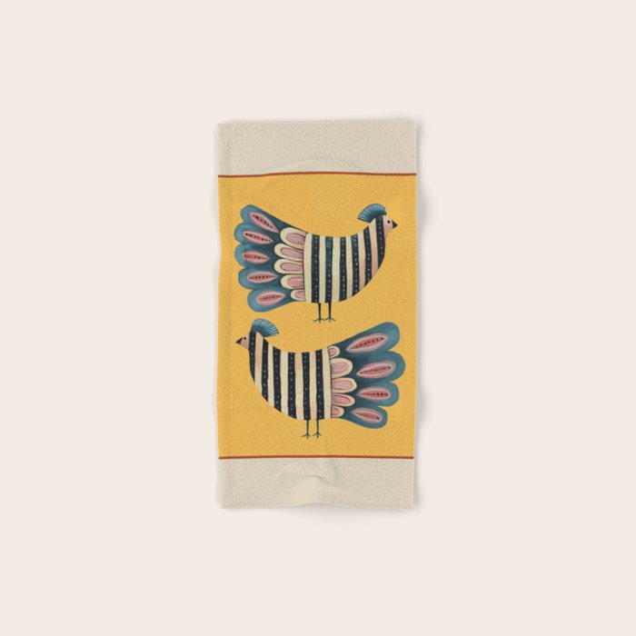 Striped Bird Pair II Bath Towel Gallery Image 1