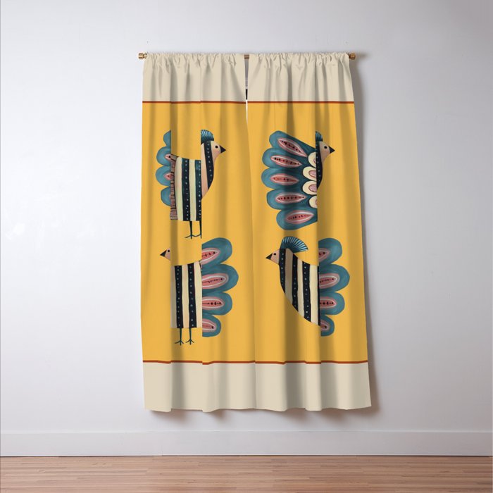 Striped Bird Pair II Window Curtain Gallery Image 3