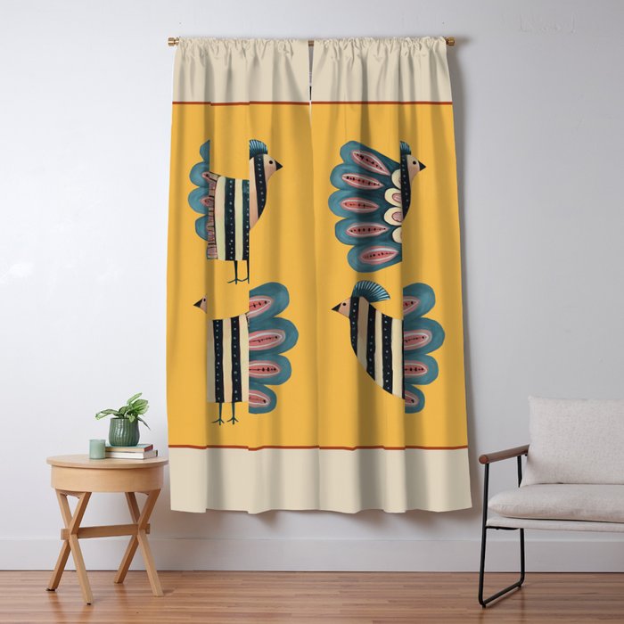 Striped Bird Pair II Window Curtain Gallery Image 5