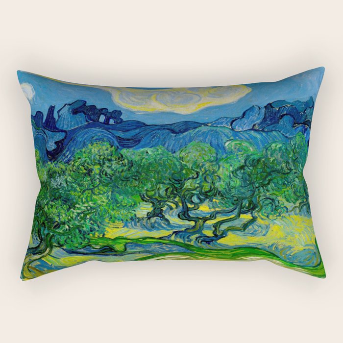 Olive Trees by Vincent Van Gogh Oil Painting Rectangular Pillow Gallery Image 2